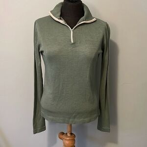 Fritzi Women's Green 1/4 Zip Long Sleeve Pullover Sweater Size Medium